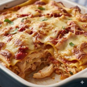 DeLulus Cali lasaña de pollo con queso mozzarella gratinado